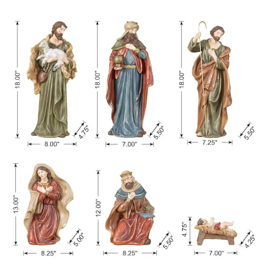 Glitzhome® 18" 10-Piece Oversized Christmas Nativity Figurine Set
